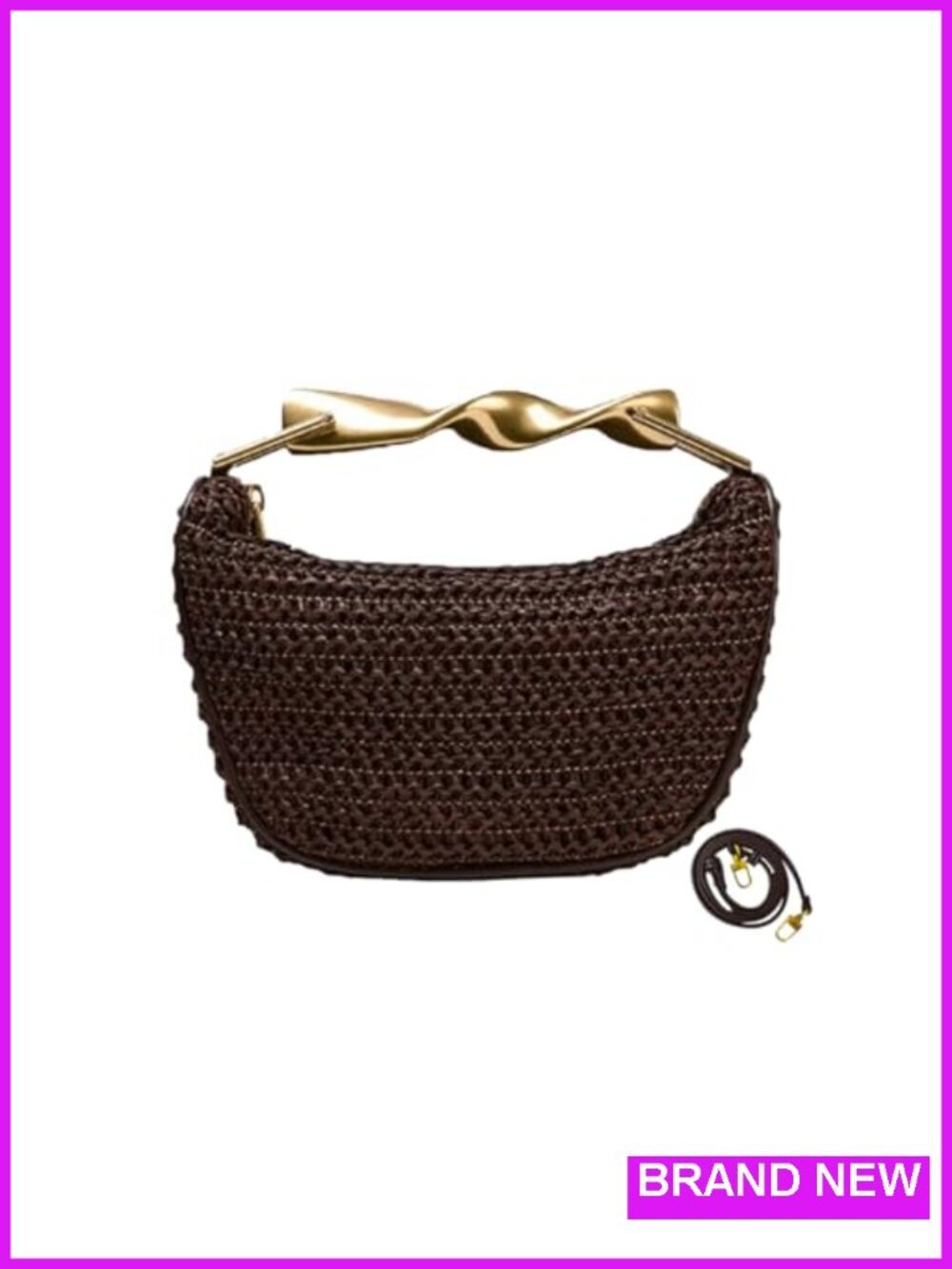Mini Straw Crossbody Bag Handwoven Clutch with 2 Straps